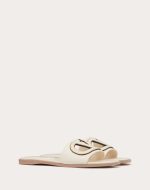 VLOGO CUT-OUT CALFSKIN SLIDE SANDAL